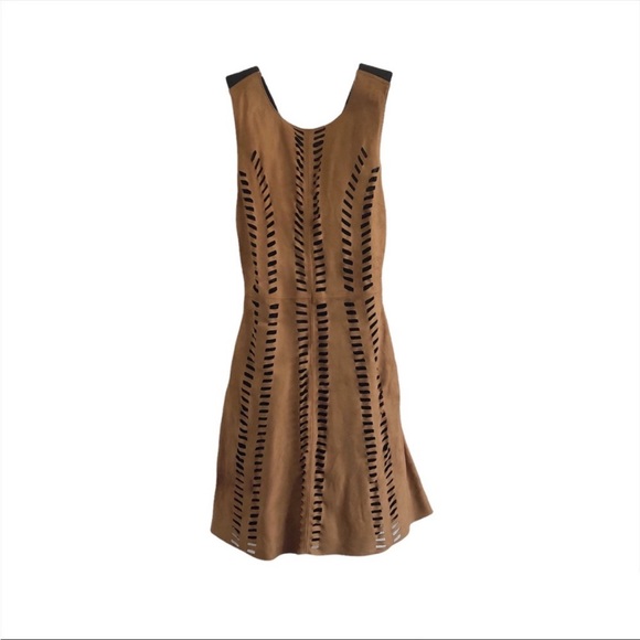 Maje Rigolette Perforated Suede Mini Dress - Picture 2 of 12